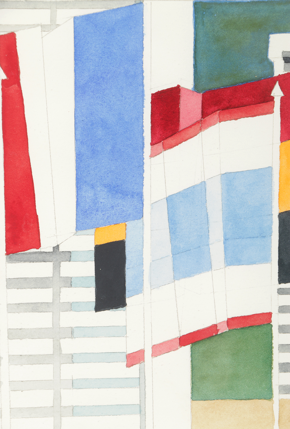 Robert Herrmann Watercolor Painting on Paper of Architectural Landscape