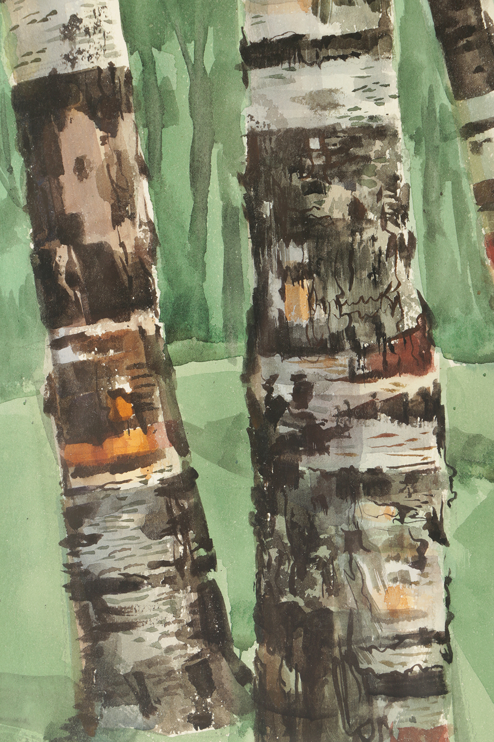 Carl Zimmerman Watercolor Painting on Paper of Forest Landscape