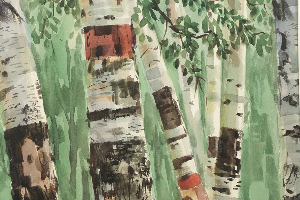 Carl Zimmerman Watercolor Painting on Paper of Forest Landscape