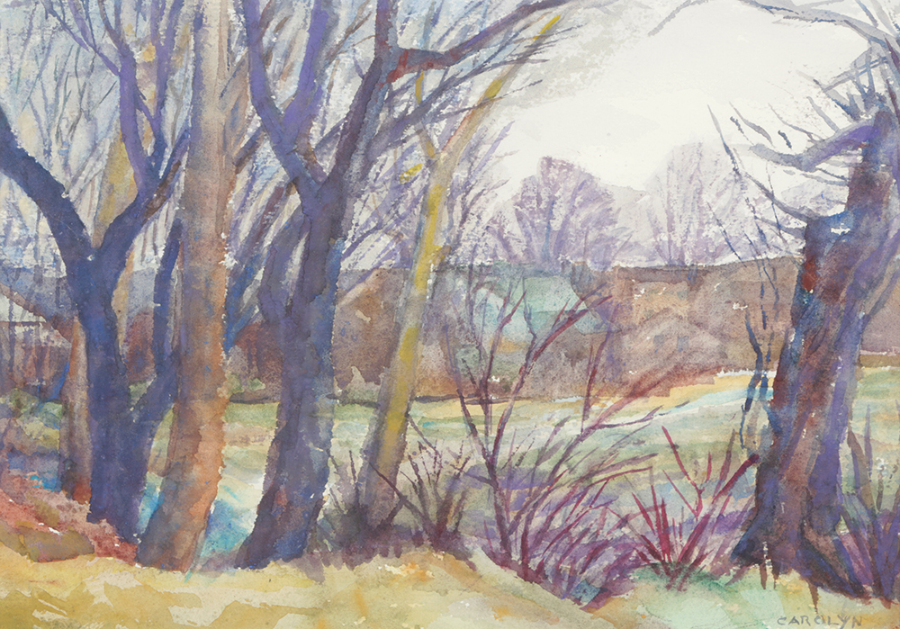 Carolyn Zimmerman Watercolor Painting on Paper "Pond Near Milford"