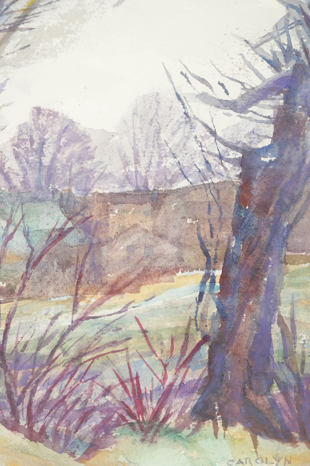 Carolyn Zimmerman Watercolor Painting on Paper "Pond Near Milford"