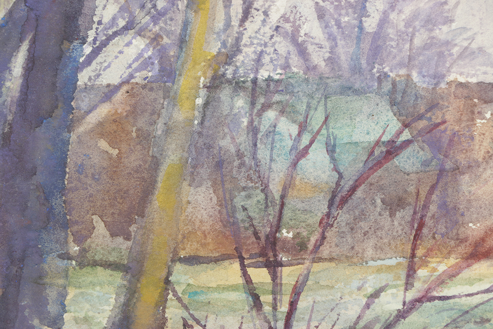 Carolyn Zimmerman Watercolor Painting on Paper "Pond Near Milford"