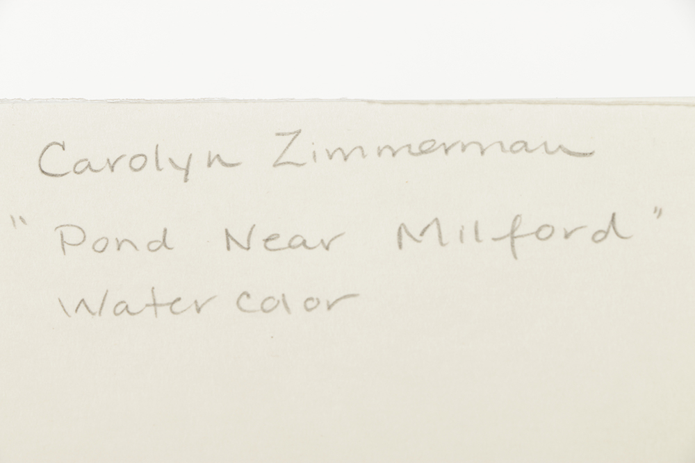 Carolyn Zimmerman Watercolor Painting on Paper "Pond Near Milford"