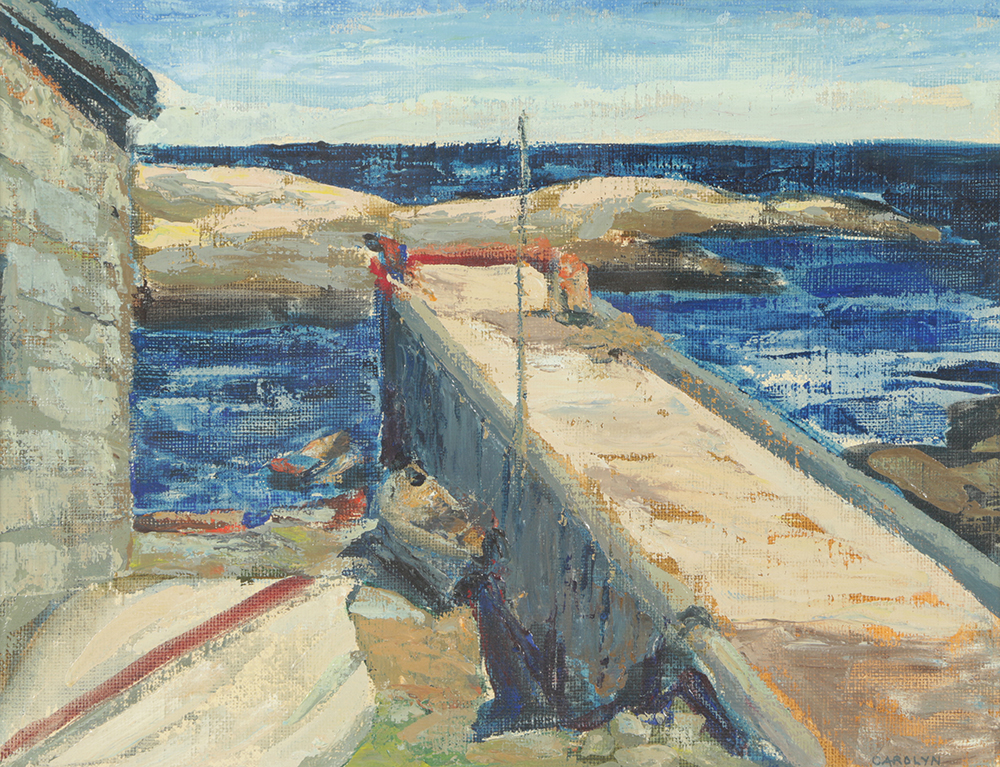 Carolyn Zimmerman Acrylic Painting on Canvas Board "Lock on the St. Lawrence"