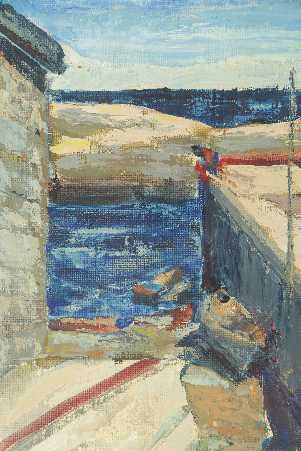 Carolyn Zimmerman Acrylic Painting on Canvas Board "Lock on the St. Lawrence"