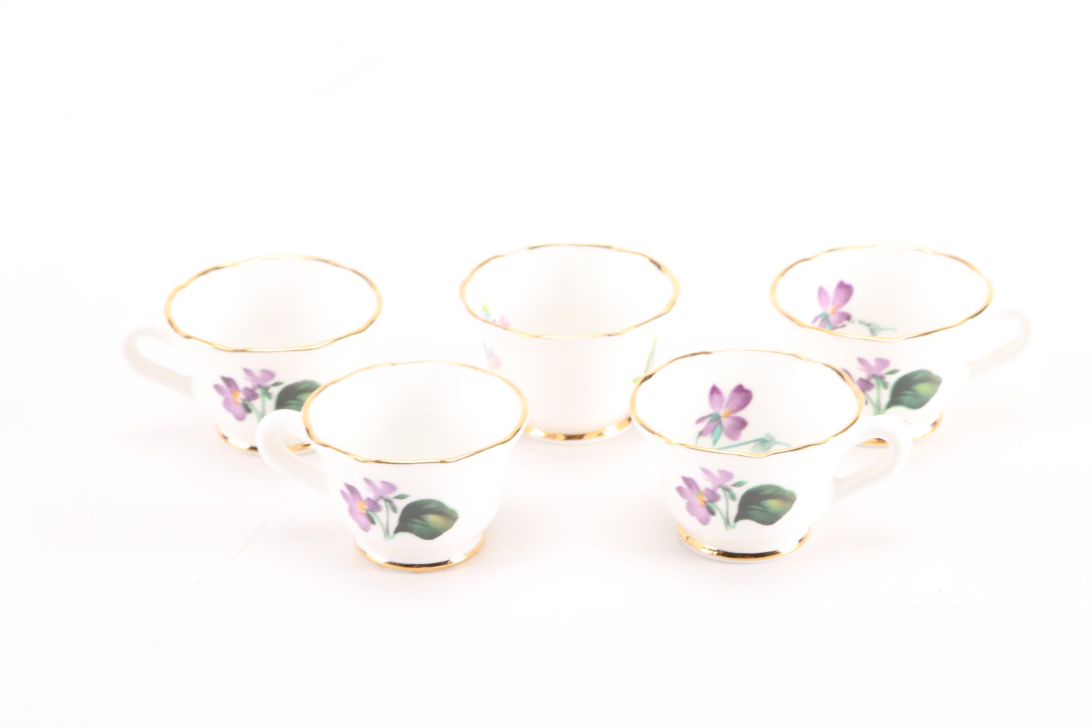 Hammersley "Victorian Violets" Bone China Platter and Oakley Teacups