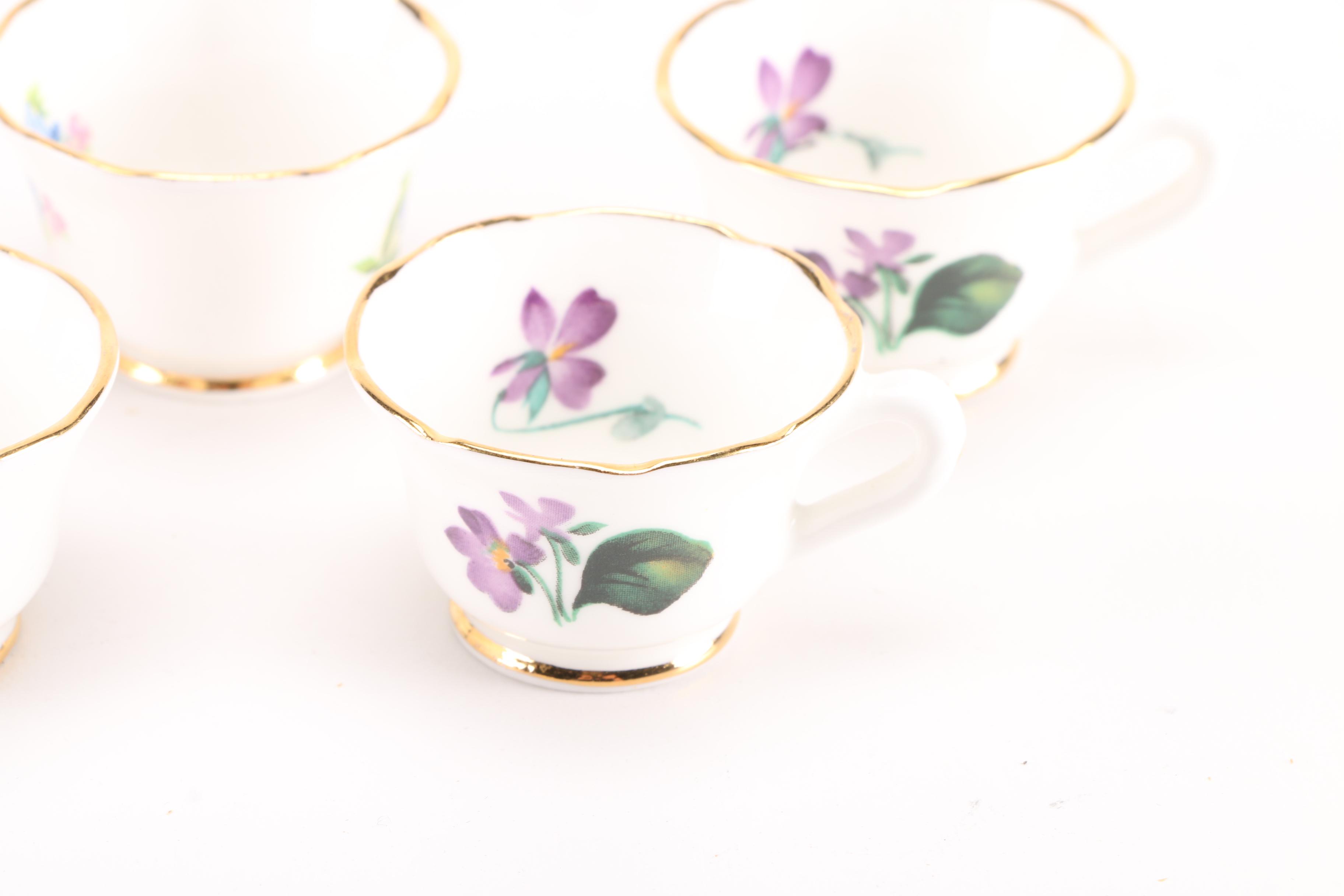 Hammersley "Victorian Violets" Bone China Platter and Oakley Teacups