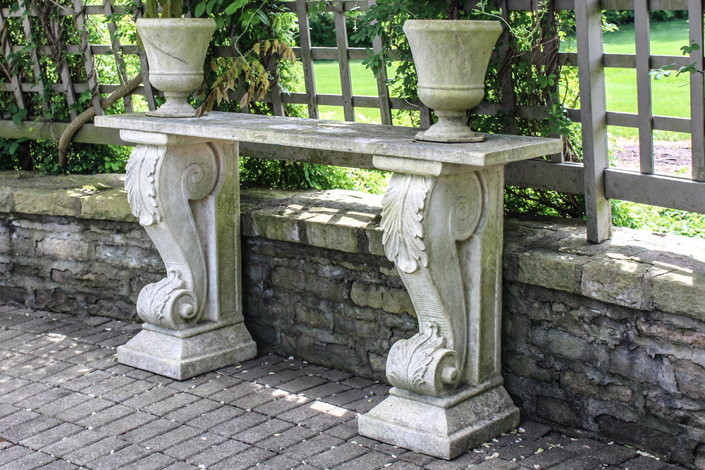Frontgate Outdoor Concrete Console Table With Urns