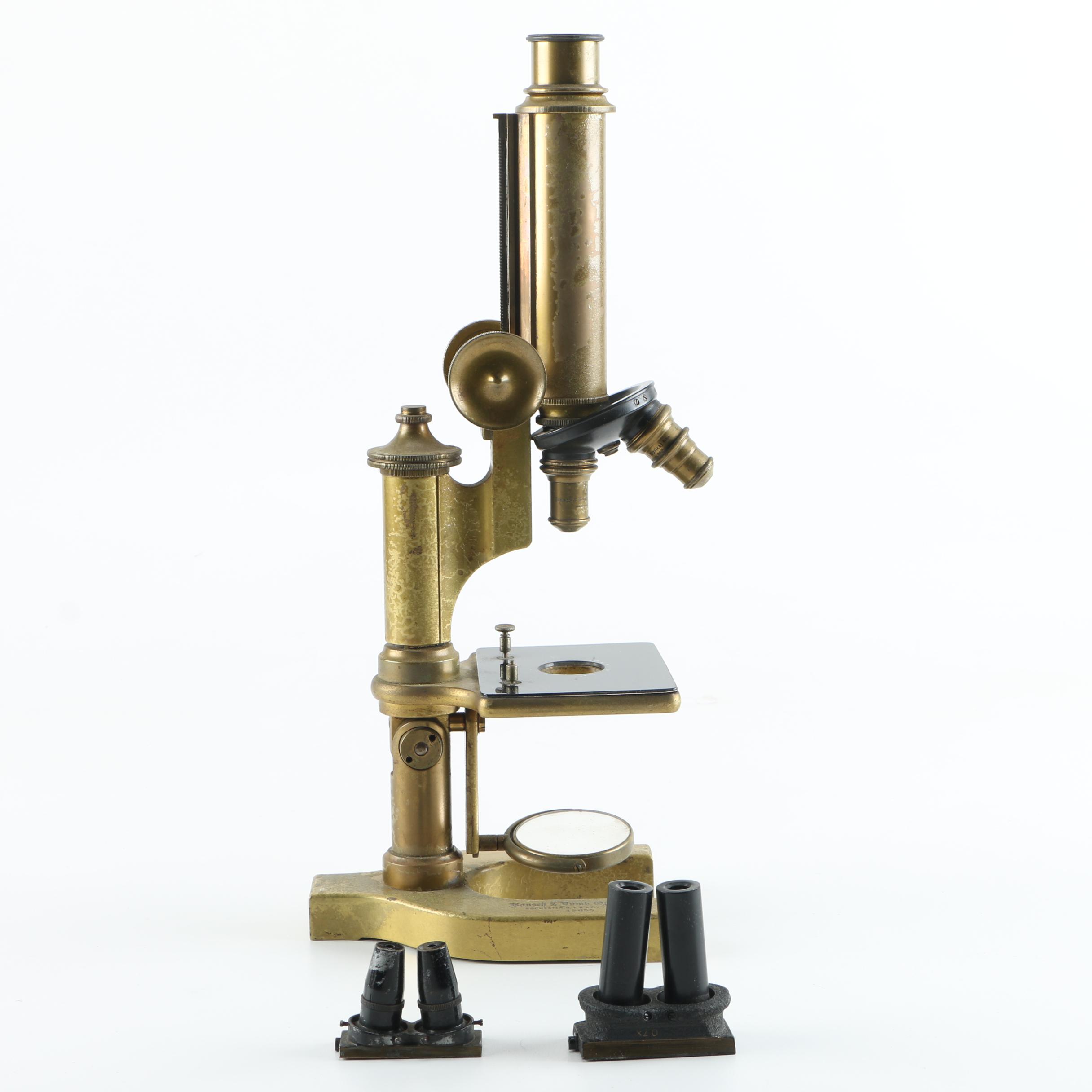 Early 20th Century Bausch & Lomb Microscope and Lenses