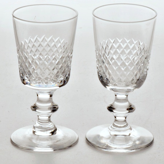 Set of Twelve Antique Quilted Crystal Aperitif Stemware
