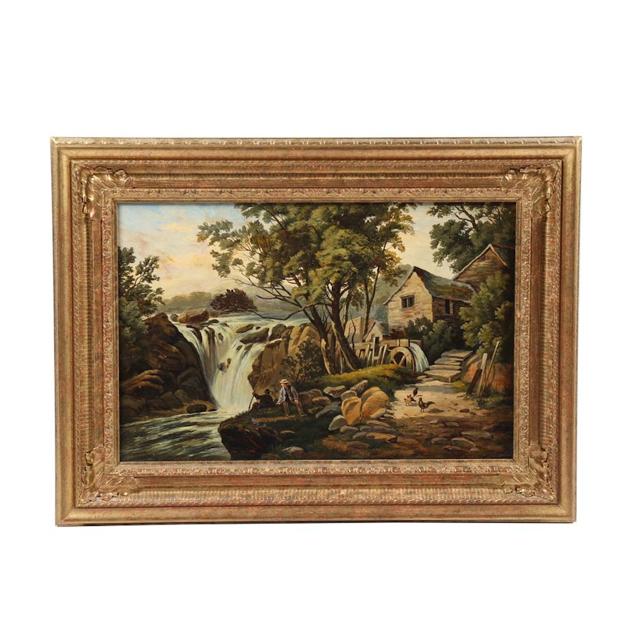 Antique William P. Cartwright Oil on Canvas "Pandy Mill"