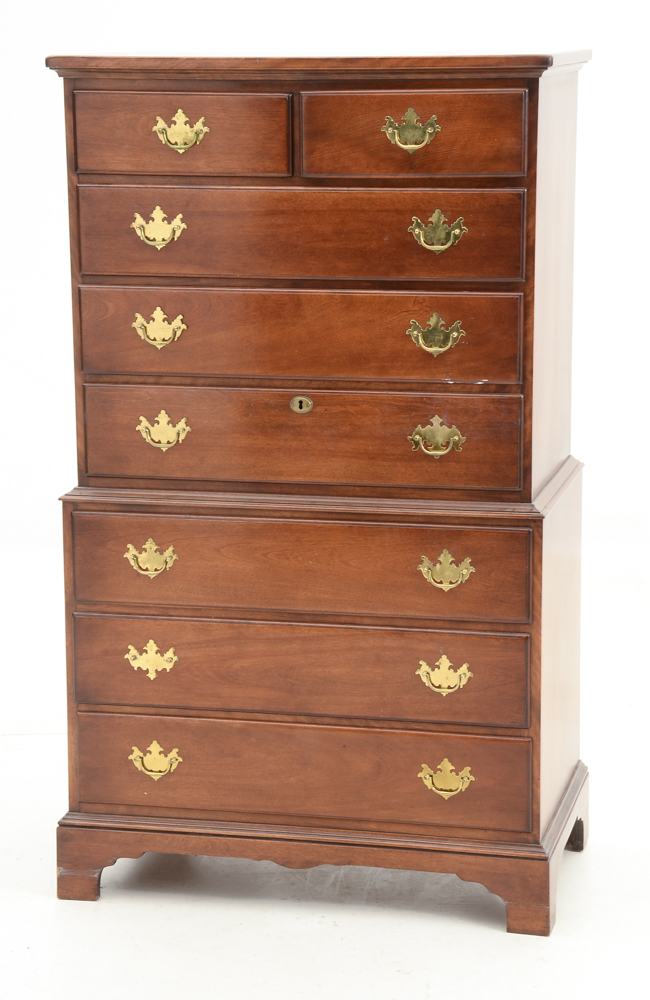 Chippendale Style Mahogany Chest on Chest by Whitney Furniture