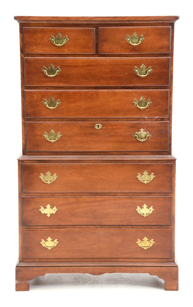 Chippendale Style Mahogany Chest on Chest by Whitney Furniture