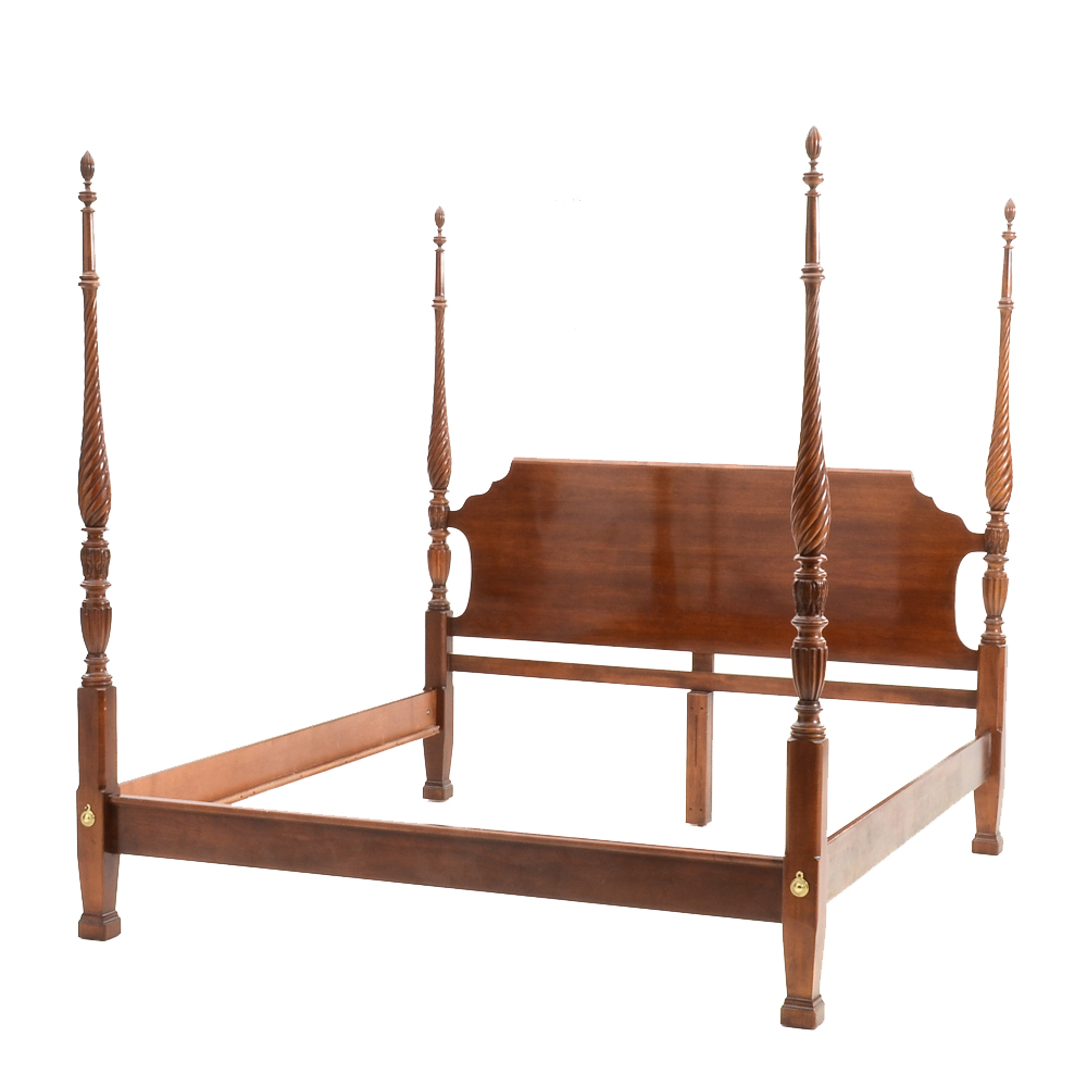 King Size Maple Rope Turned Poster Bed