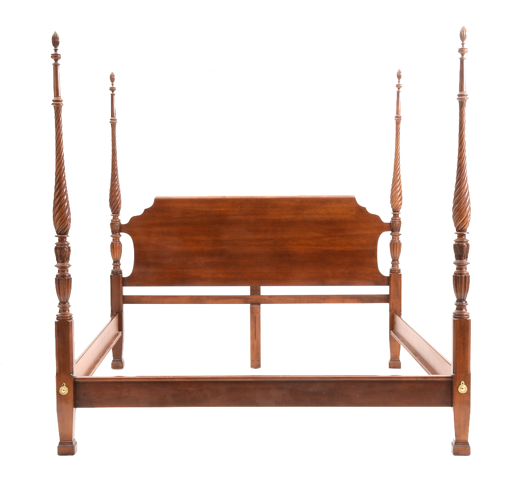 King Size Maple Rope Turned Poster Bed