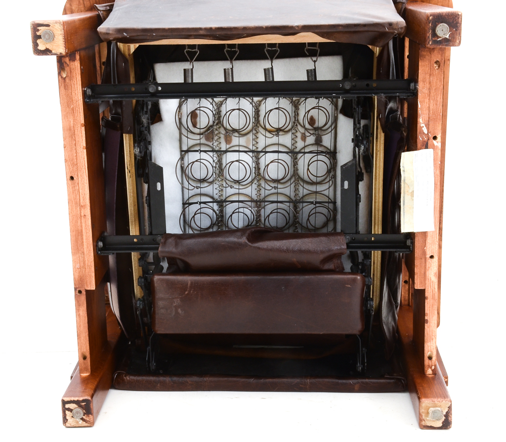 Mission Style Oak Chair with Leather Upholstery