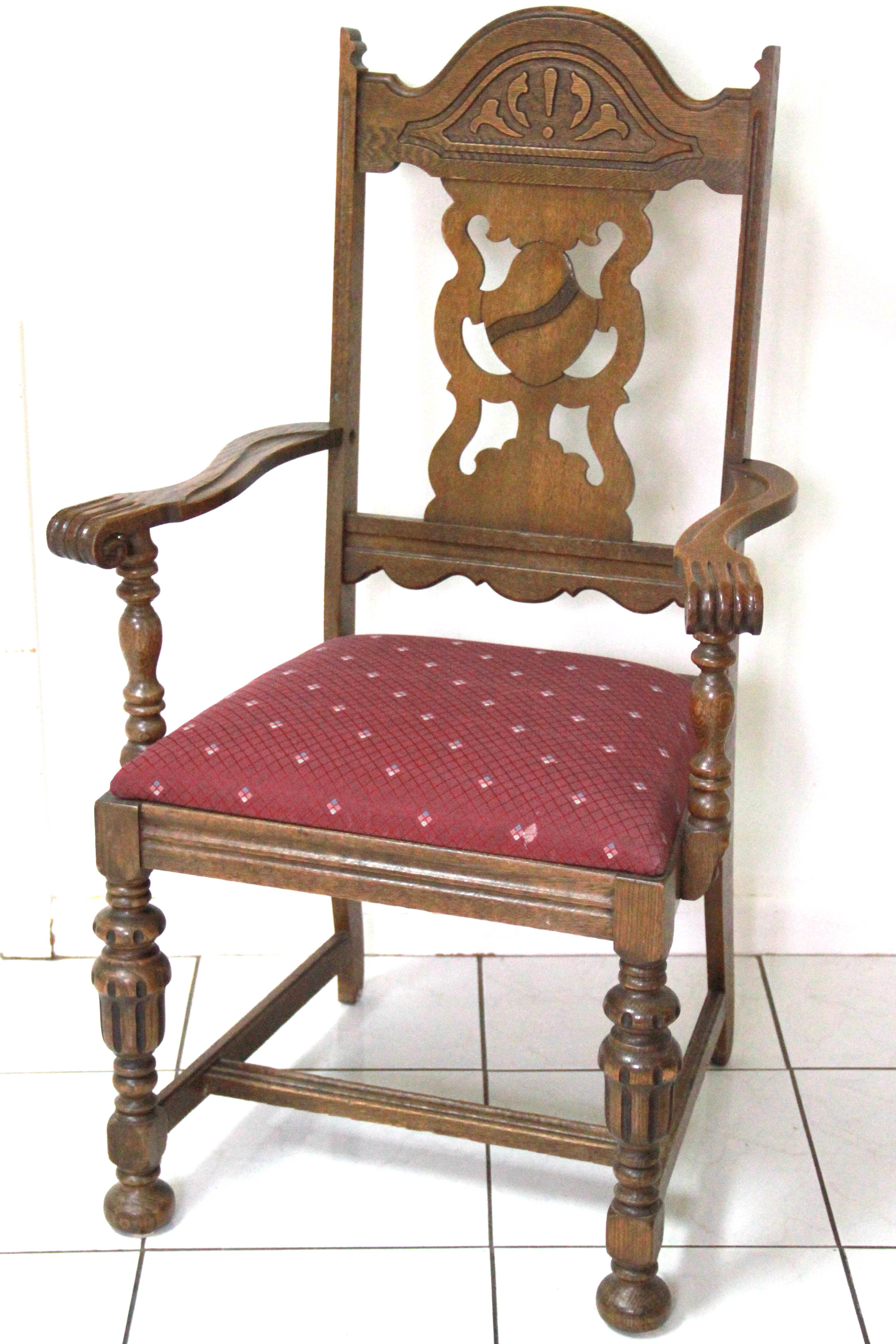 Antique Jacobean Revival Oak Dining Chairs