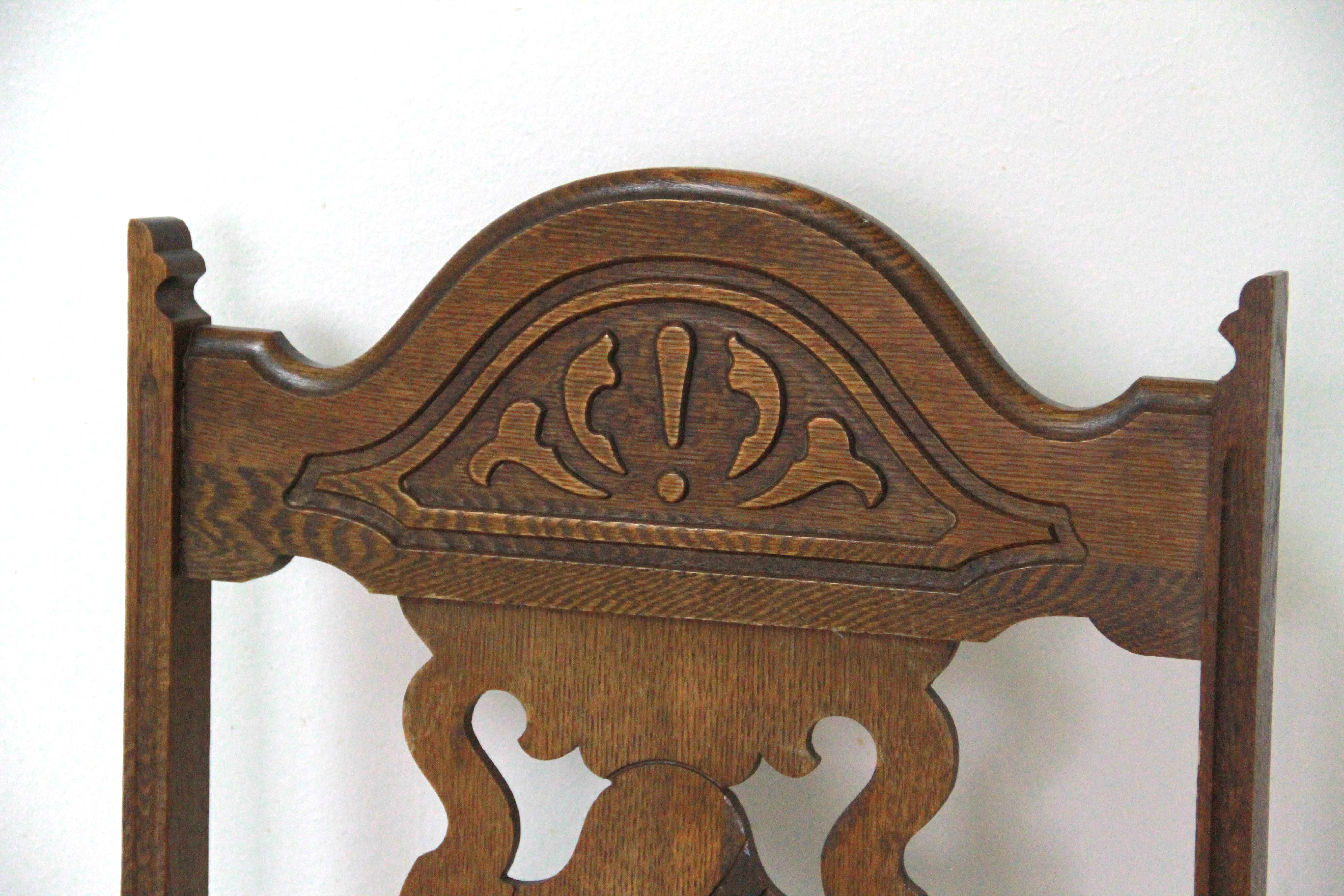 Antique Jacobean Revival Oak Dining Chairs