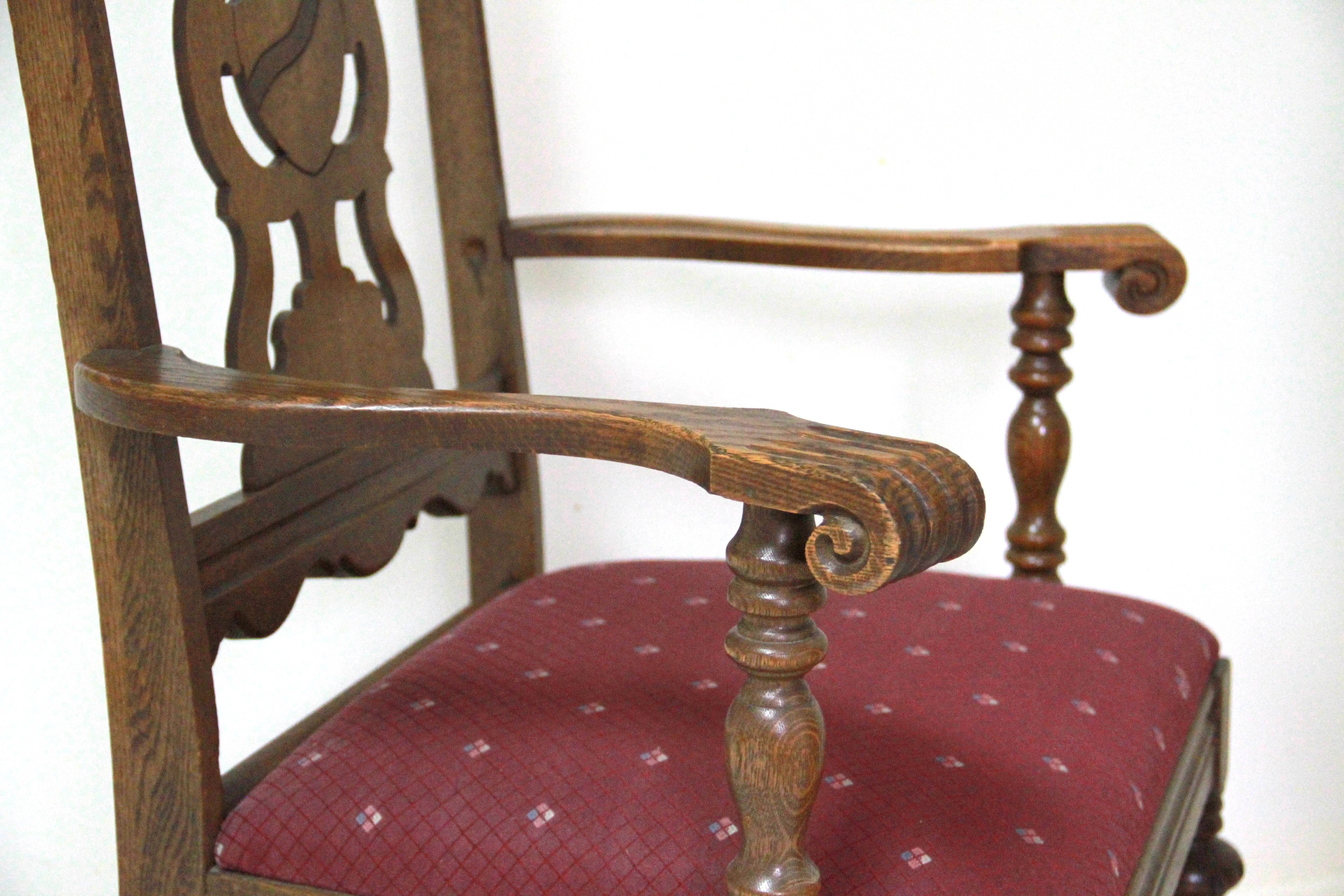 Antique Jacobean Revival Oak Dining Chairs
