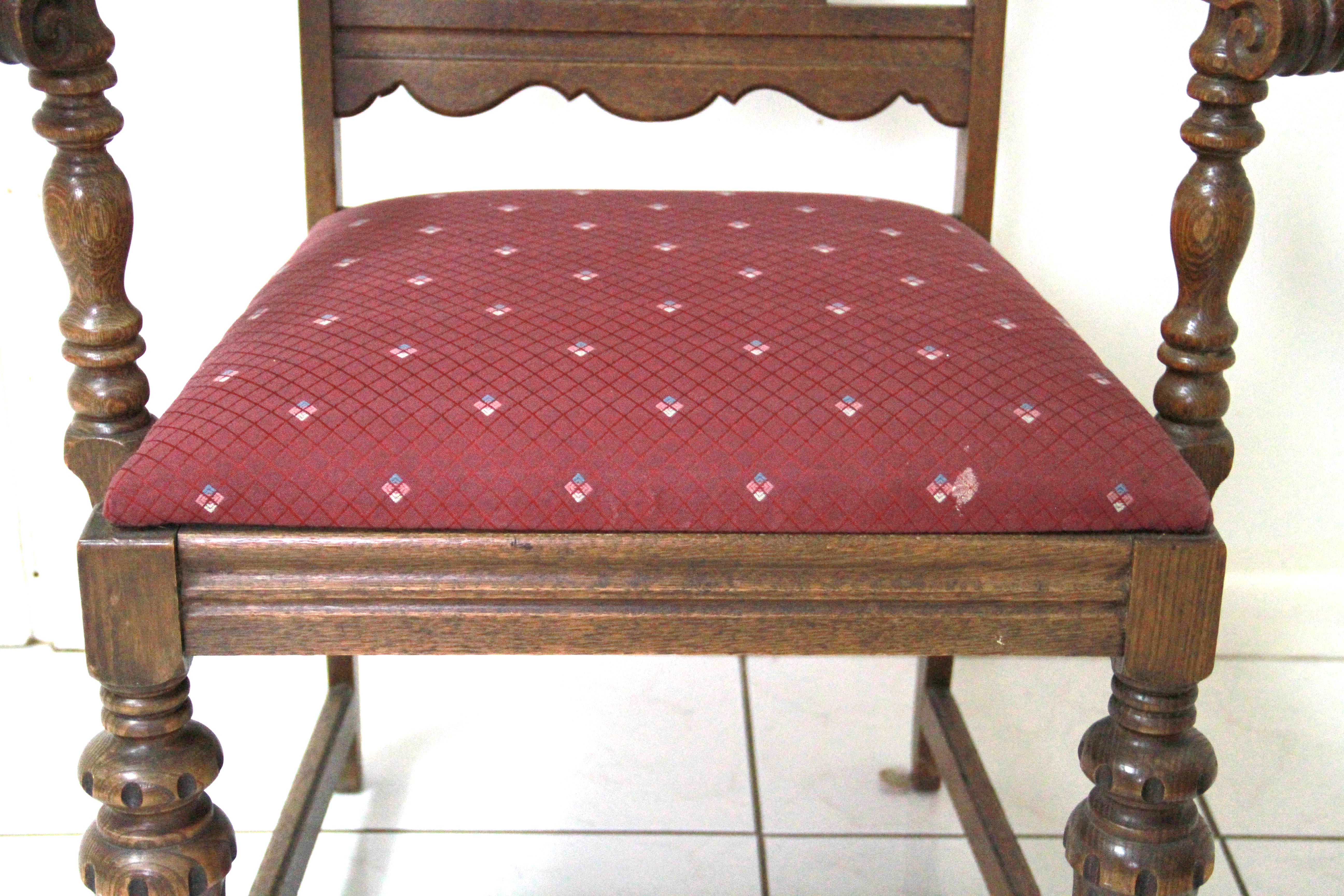 Antique Jacobean Revival Oak Dining Chairs