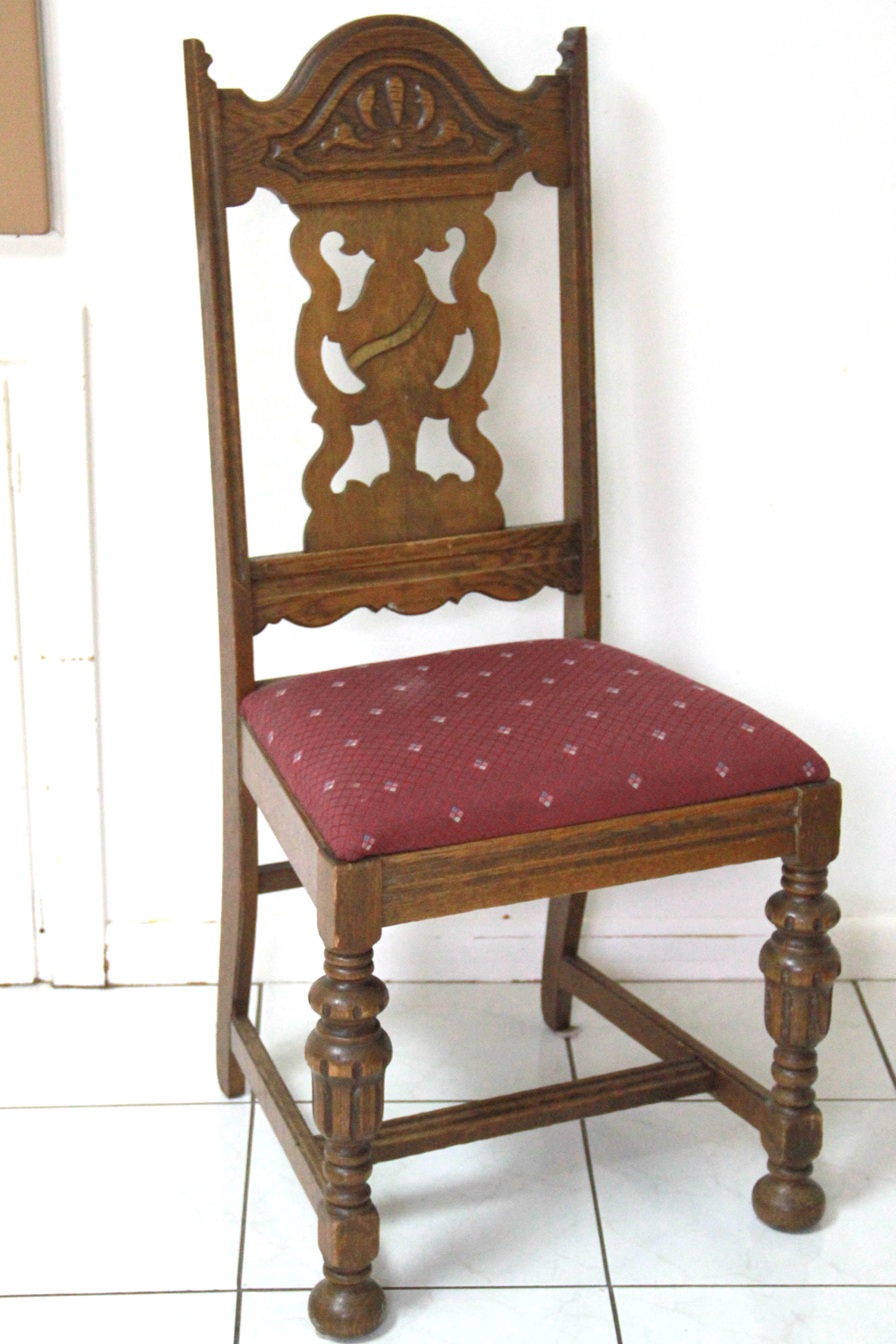 Antique Jacobean Revival Oak Dining Chairs
