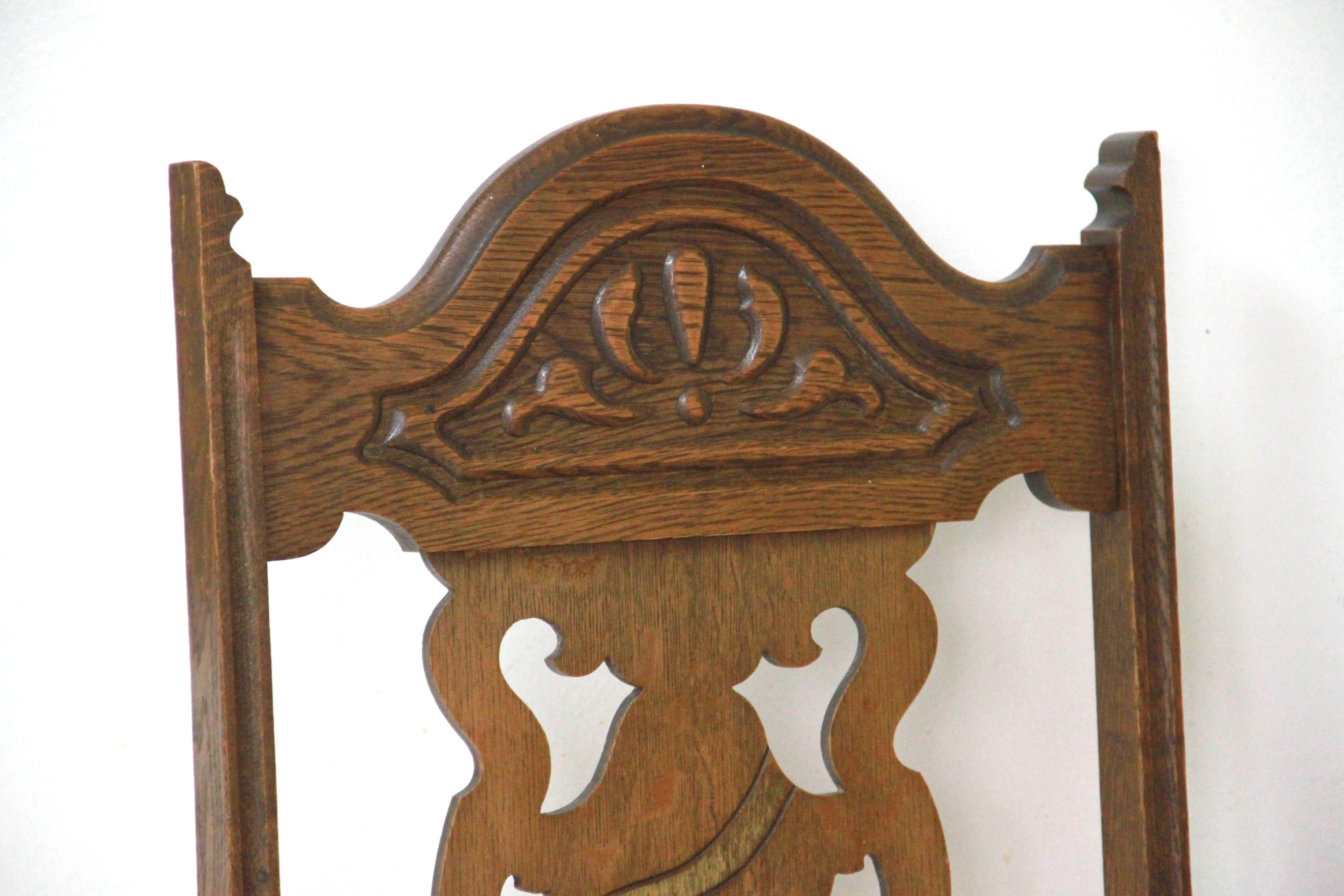 Antique Jacobean Revival Oak Dining Chairs