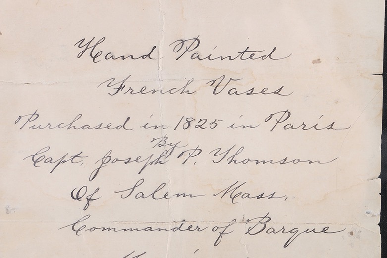 Ornate Porcelain Old Paris Vases and Framed Letter of Provenance