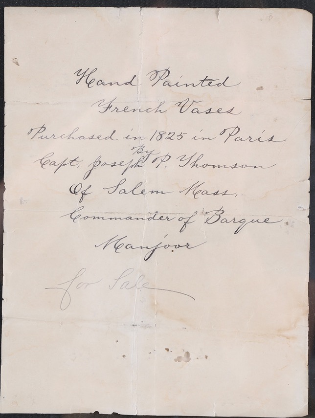 Ornate Porcelain Old Paris Vases and Framed Letter of Provenance