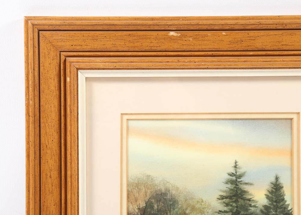 Owen Wexler Watercolor on Paper of Winter Landscape Scene