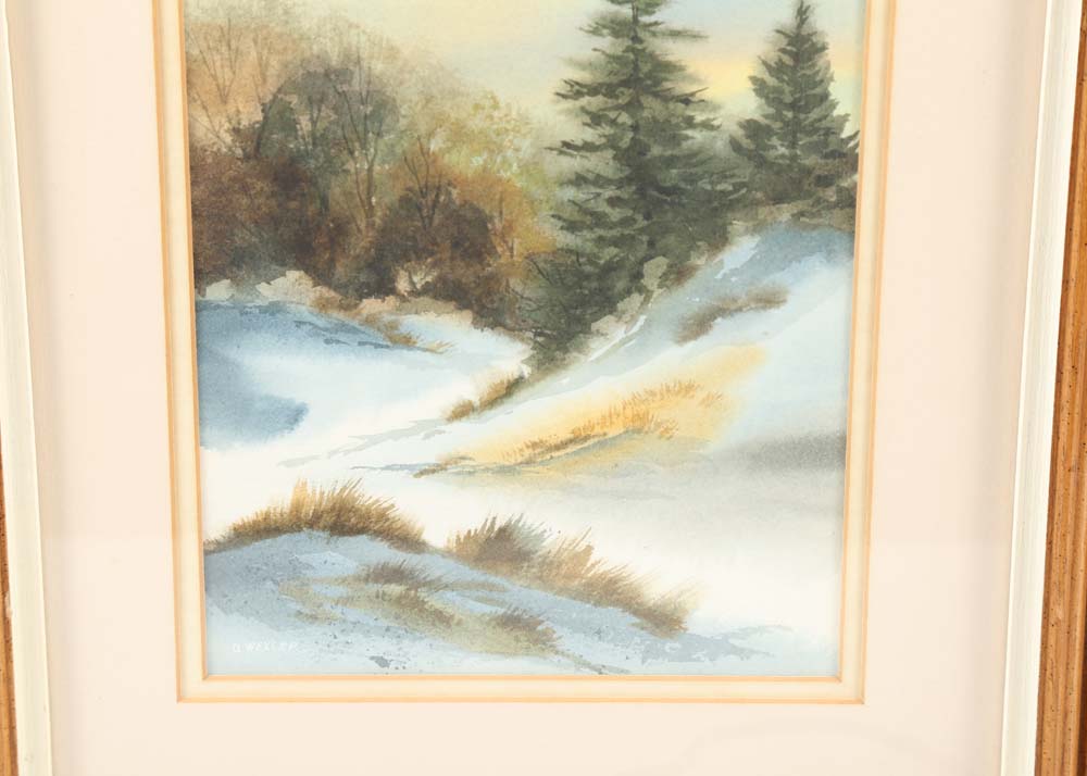 Owen Wexler Watercolor on Paper of Winter Landscape Scene