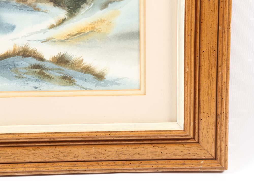 Owen Wexler Watercolor on Paper of Winter Landscape Scene