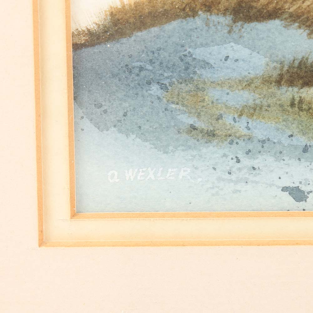 Owen Wexler Watercolor on Paper of Winter Landscape Scene