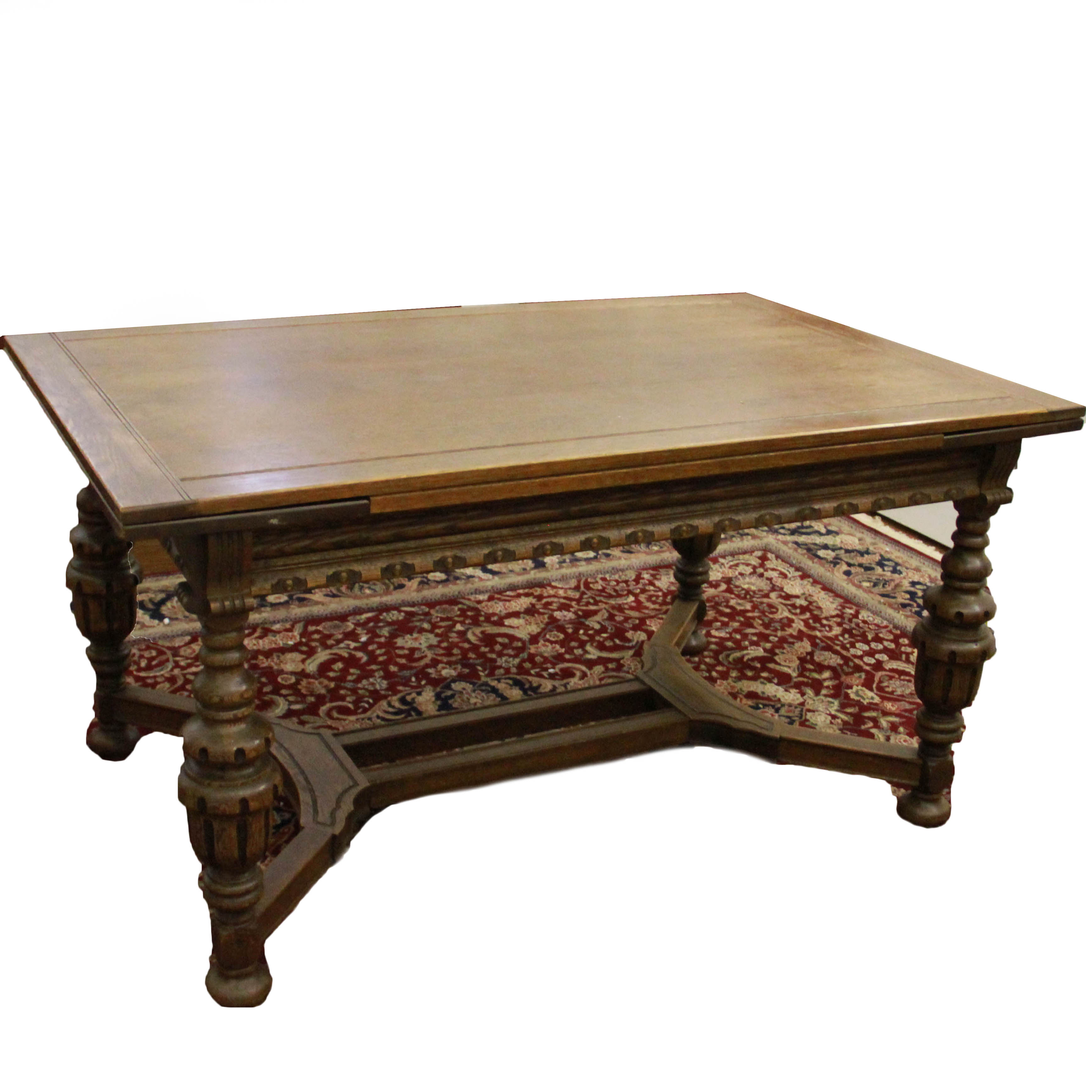Antique Jacobean Revival Oak Dining Table