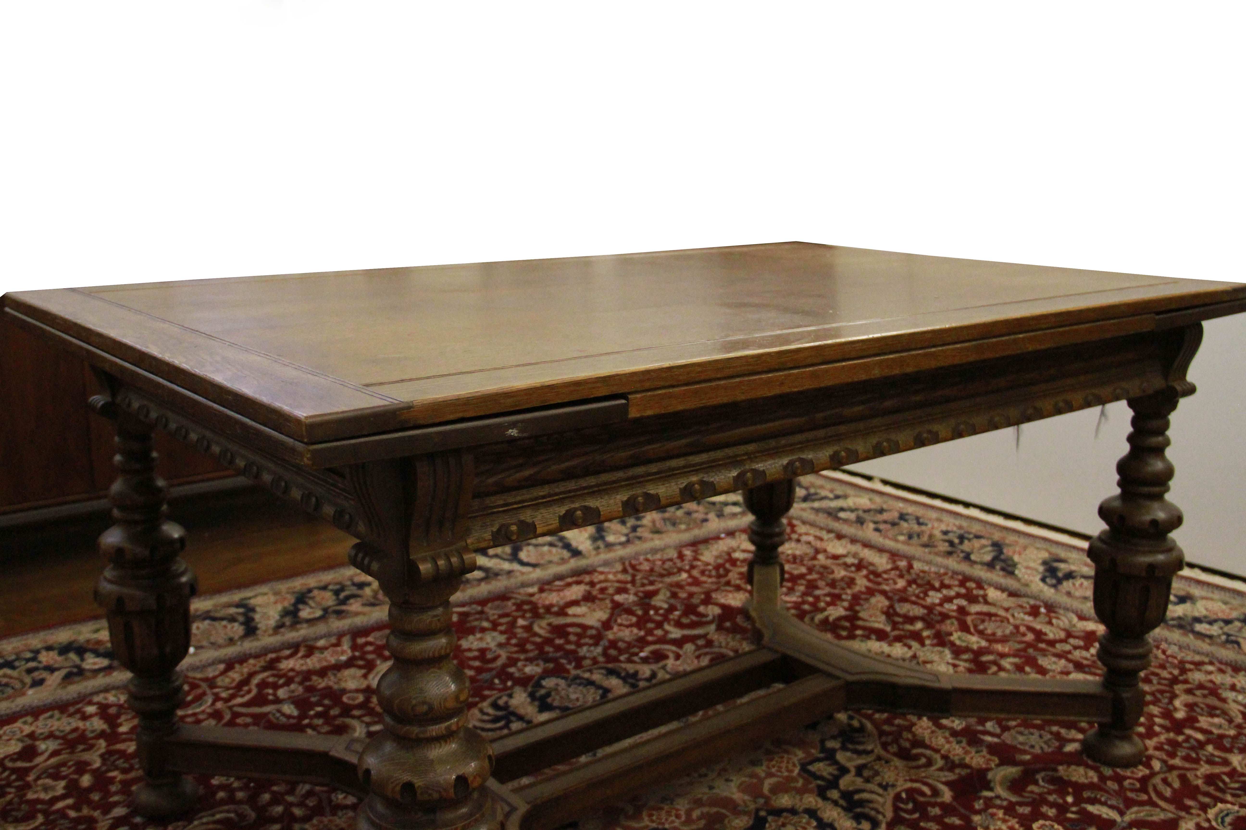 Antique Jacobean Revival Oak Dining Table