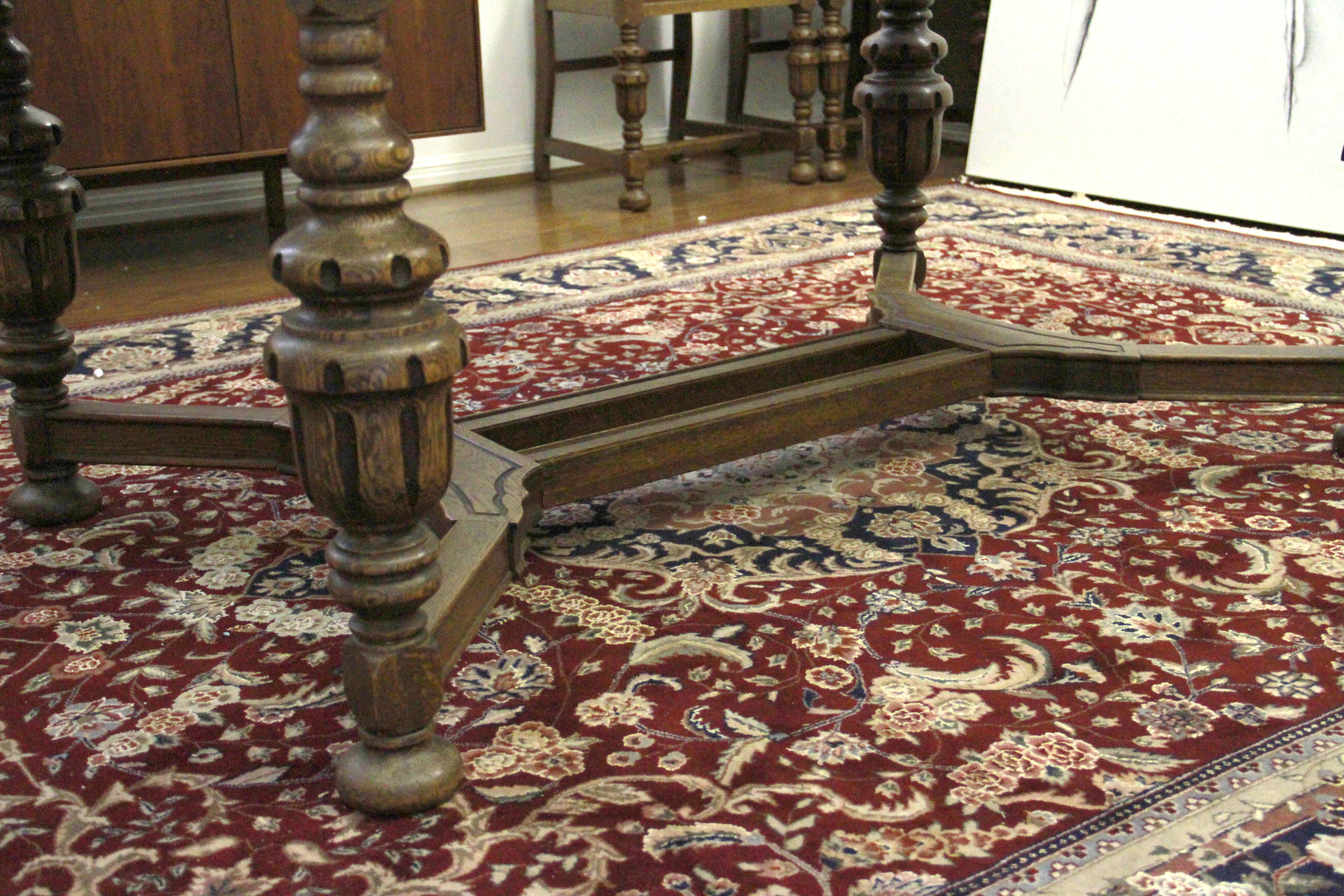Antique Jacobean Revival Oak Dining Table