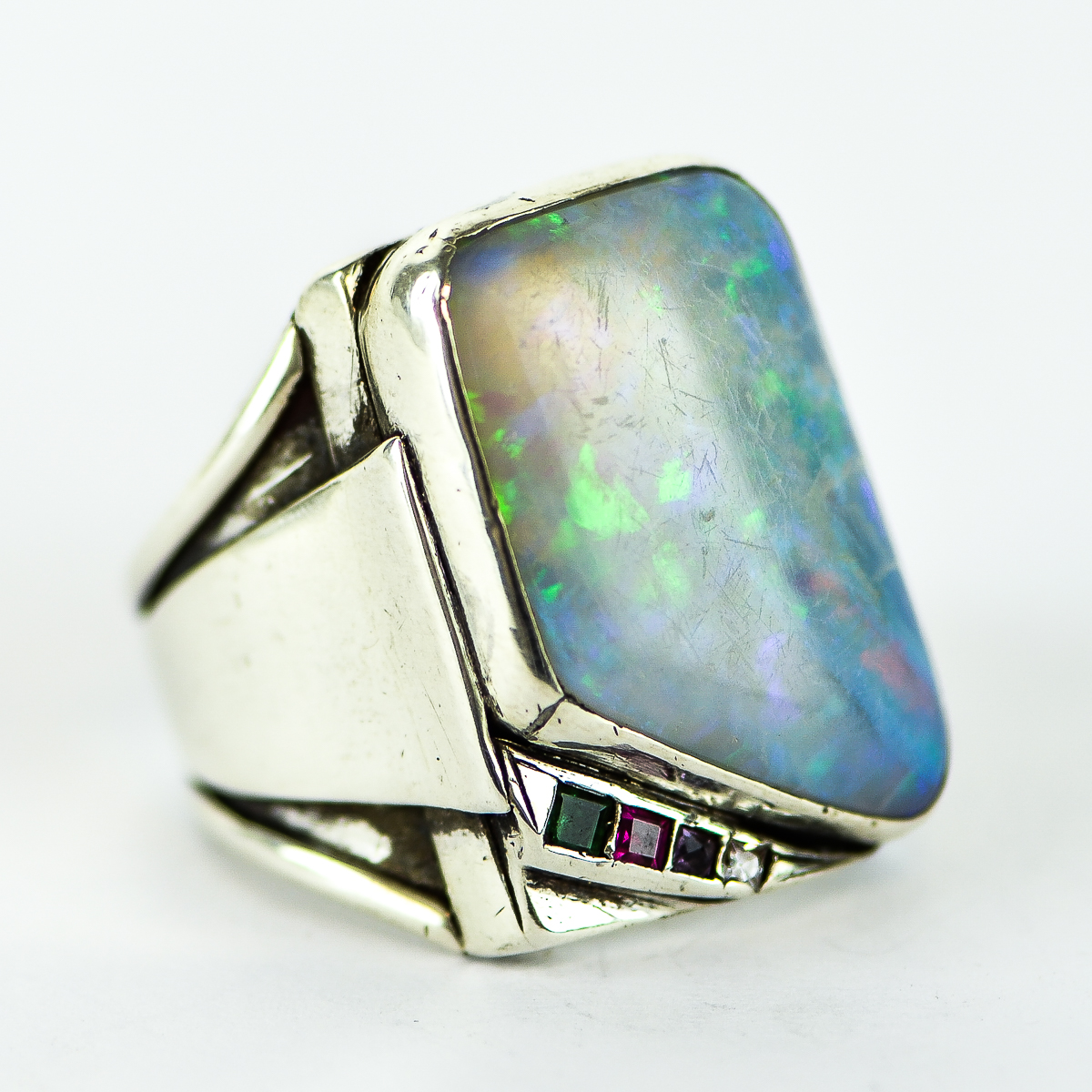 Vintage Doris Cliff Sterling Silver and Multi-Stone Statement Ring