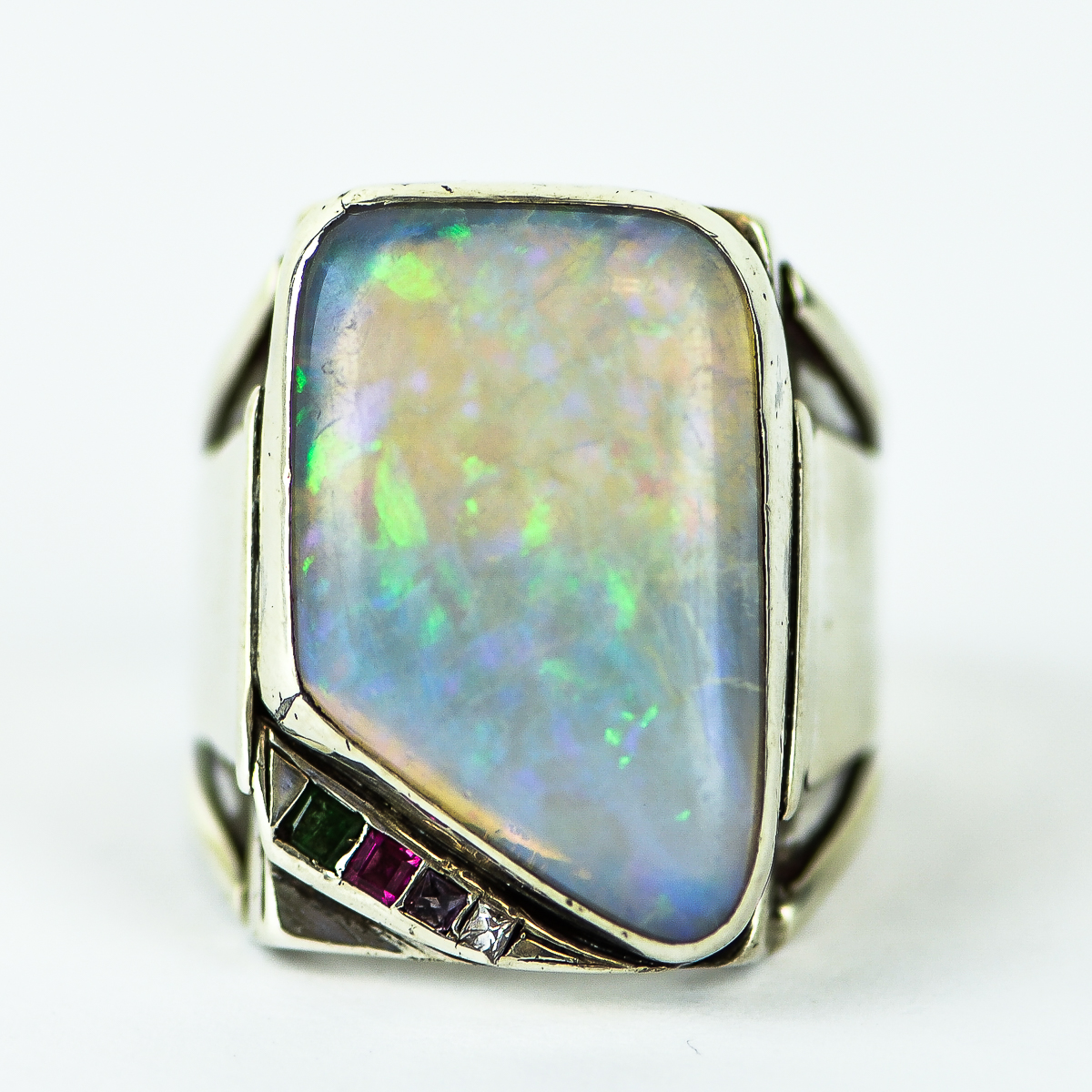 Vintage Doris Cliff Sterling Silver and Multi-Stone Statement Ring