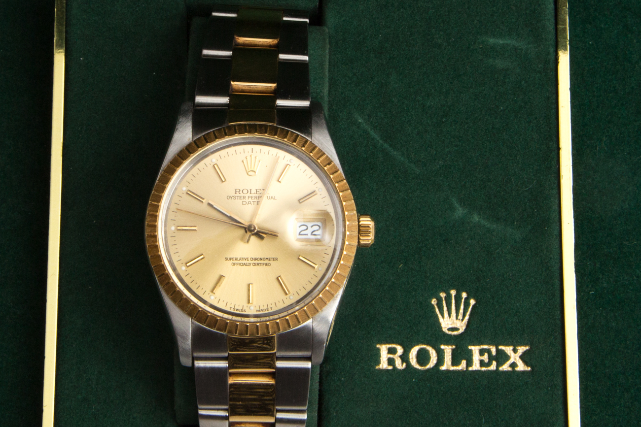 Rolex Oyster Perpetual Date 18K Yellow Gold And Stainless Steel Watch