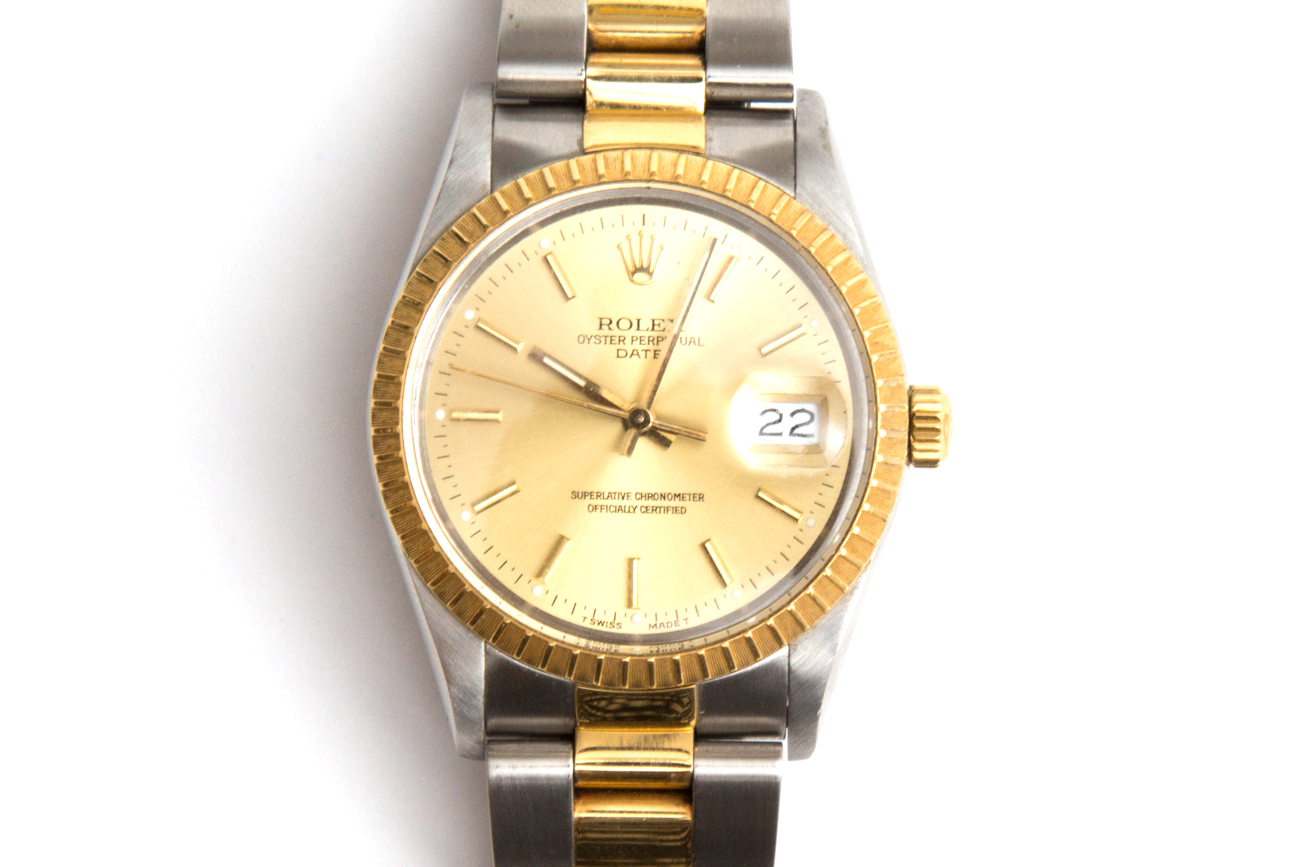 Rolex Oyster Perpetual Date 18K Yellow Gold And Stainless Steel Watch