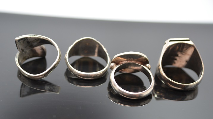 Four Sterling Silver Rings