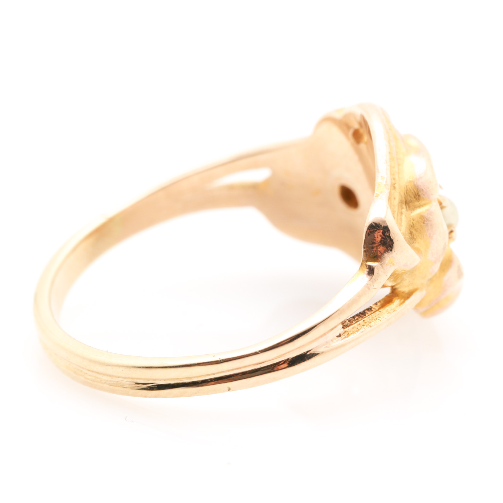 Vintage 10K Yellow Gold Seed Pearl Ring and Pin