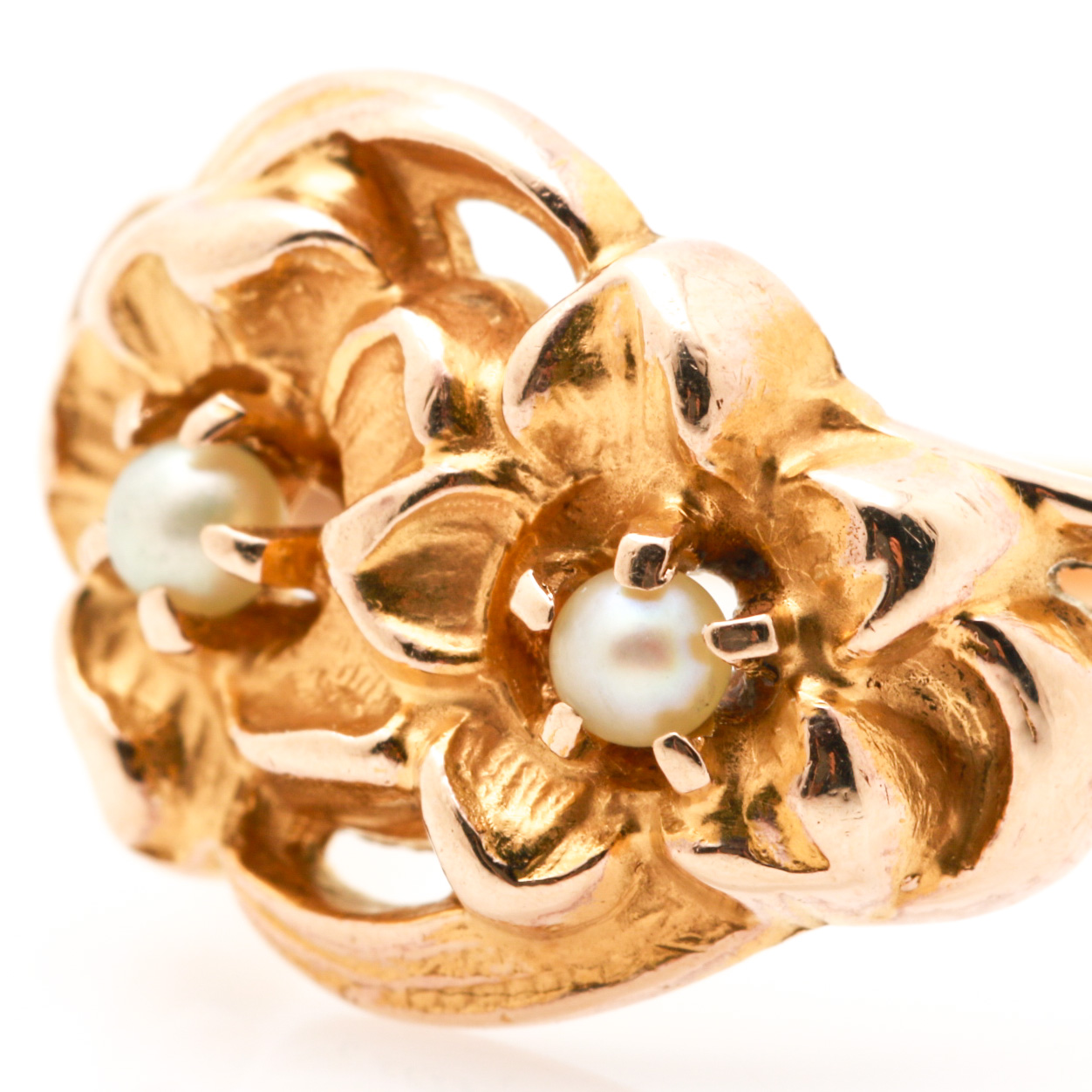 Vintage 10K Yellow Gold Seed Pearl Ring and Pin