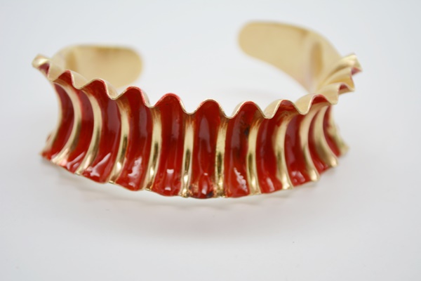 Vintage Circa 1940 Enamel Cuff and Silver Plate Hand Mirror