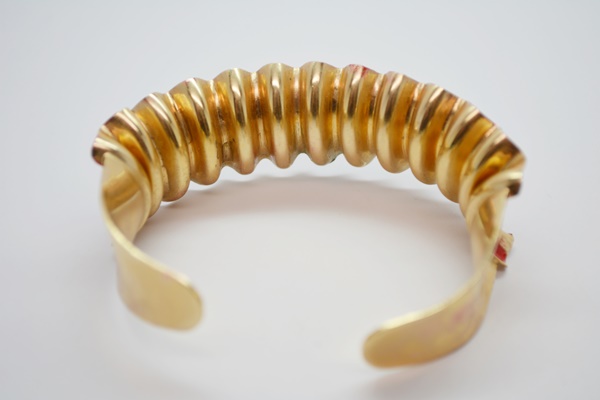 Vintage Circa 1940 Enamel Cuff and Silver Plate Hand Mirror