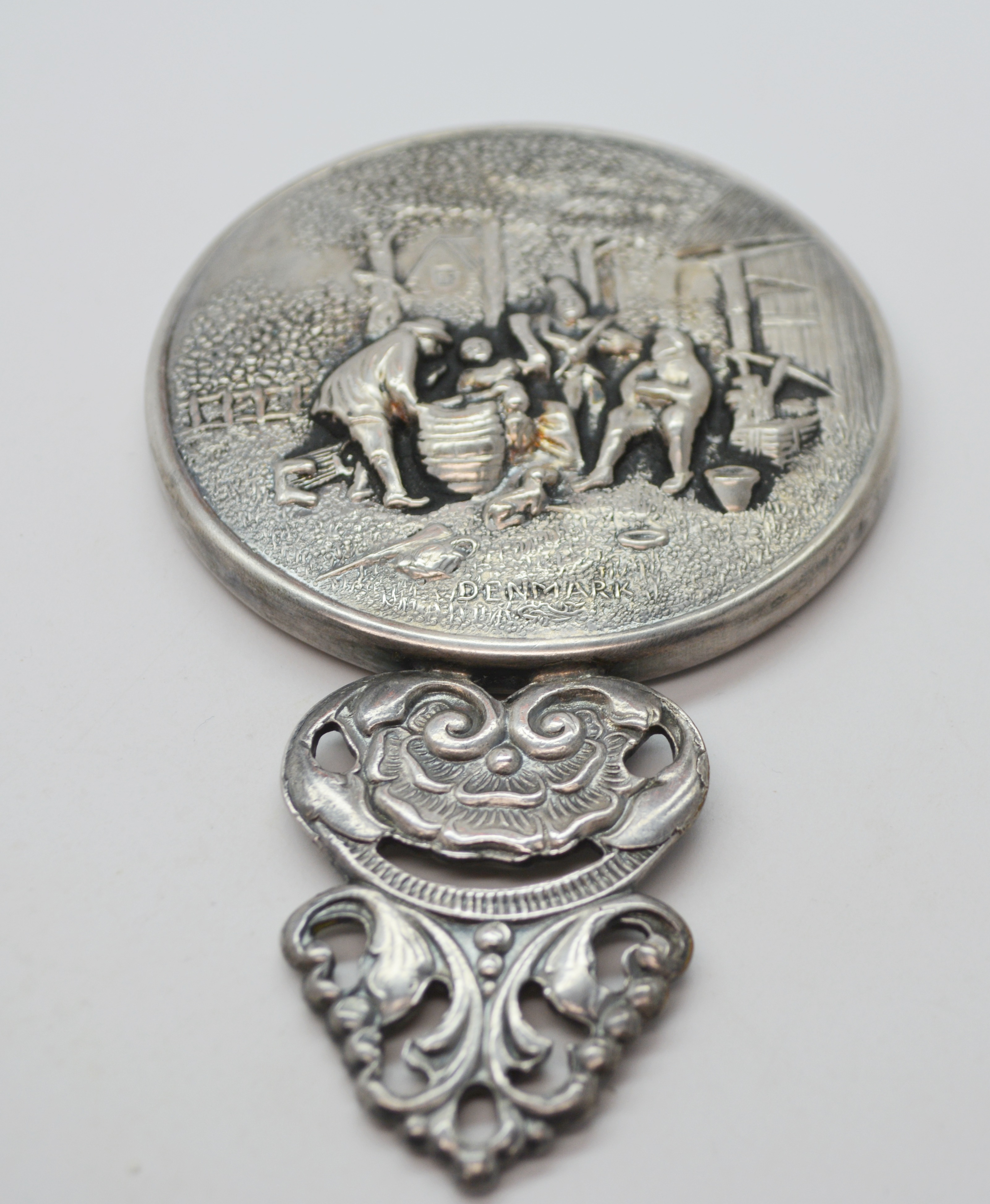 Vintage Circa 1940 Enamel Cuff and Silver Plate Hand Mirror