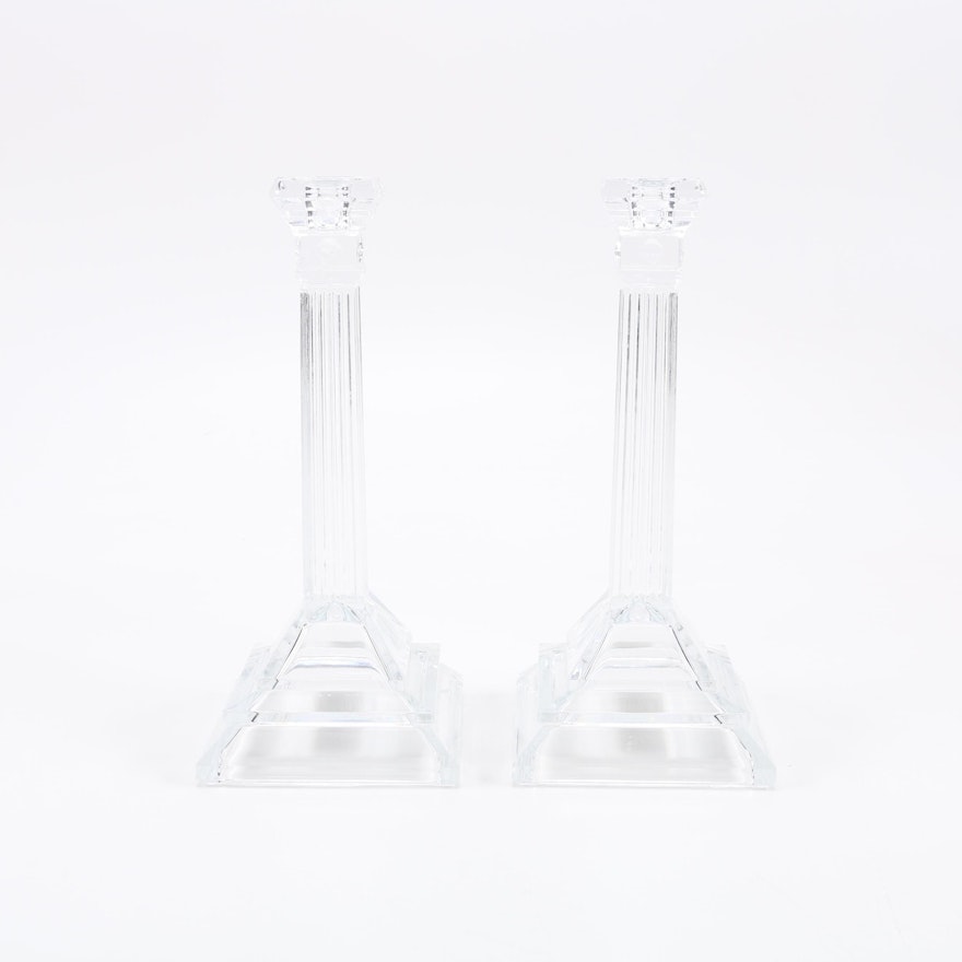 Pair Of Crystal Candle Sticks