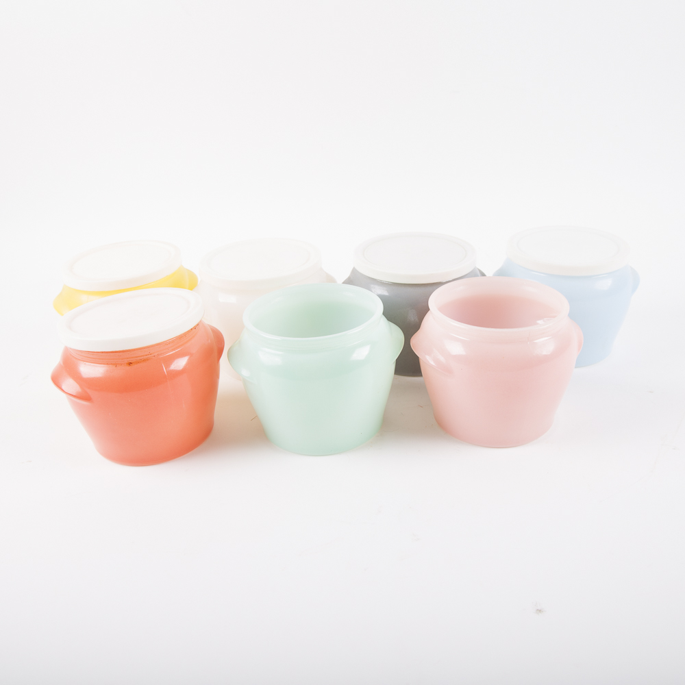 Vintage Glasbake "Walker's Honey Whip" Lidded Jars