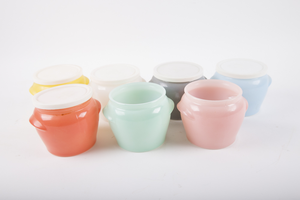 Vintage Glasbake "Walker's Honey Whip" Lidded Jars