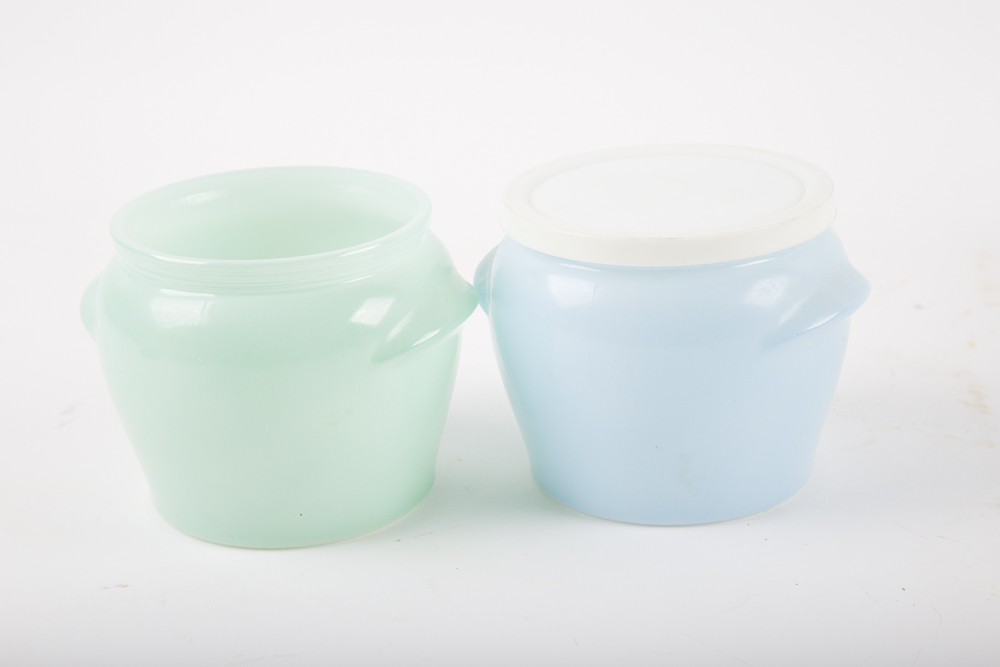 Vintage Glasbake "Walker's Honey Whip" Lidded Jars