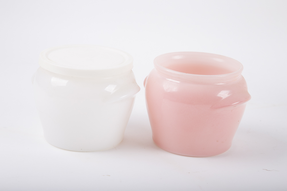Vintage Glasbake "Walker's Honey Whip" Lidded Jars